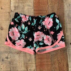 Carter’s baby girls size 18 months black and neon pink floral running shorts